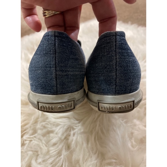 Miu Miu Denim Metal Toe Cap Sneakers - Picture 3 of 11